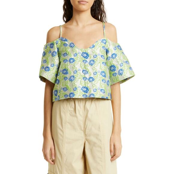 Ganni Floral Jacquard Off the Shoulder size 8/10 - Picture 1 of 10